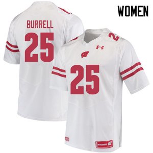 Women's Wisconsin Badgers NCAA #25 Eric Burrell White Authentic Under Armour Stitched College Football Jersey DT31G44IW